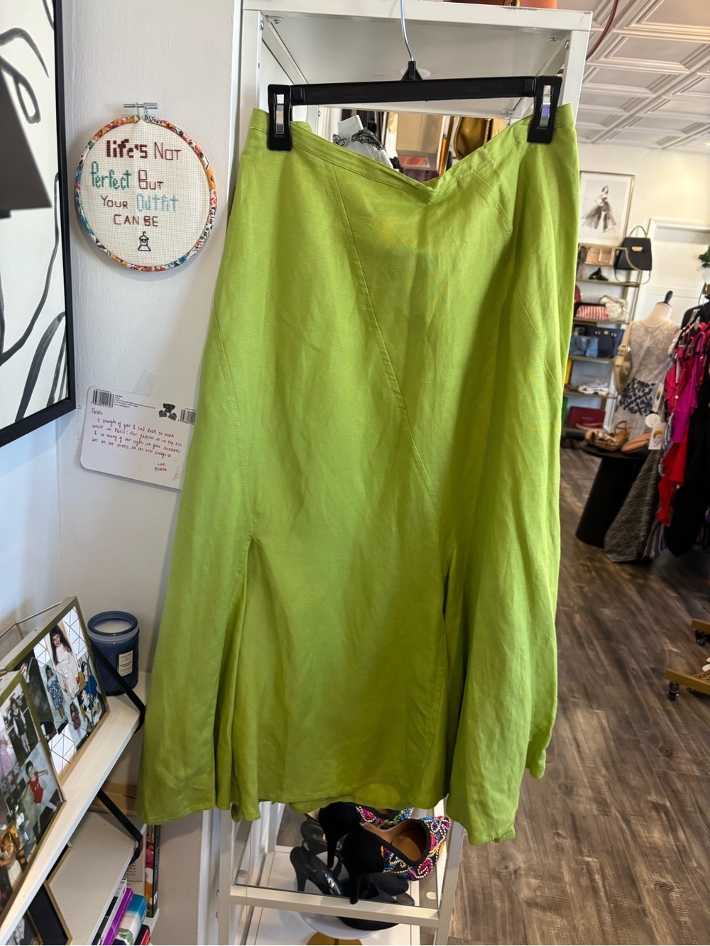 Ashley Stewart Lime Green A-Line Midi Skirt